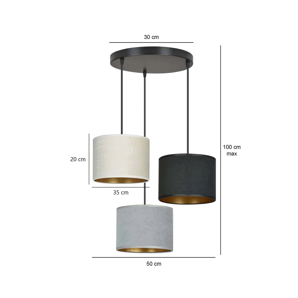 Lampadario Emibig Hilde 3, 3xE27 nero multicolor dimmerabile