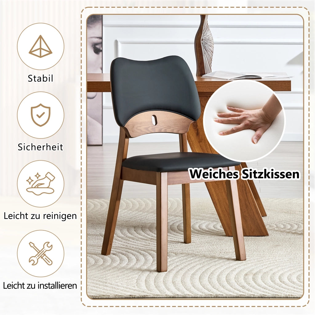 Set di 2 sedie da pranzo con schienale a farfalla, sedie moderne in legno con seduta imbottita, sedie di design per cucina, sala da pranzo e soggiorno