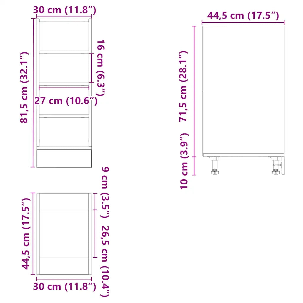 Pensile da cucina | Armadio Inferiore ¡°Riga¡± Rovere Sonoma 30x44,5x81,5 cm