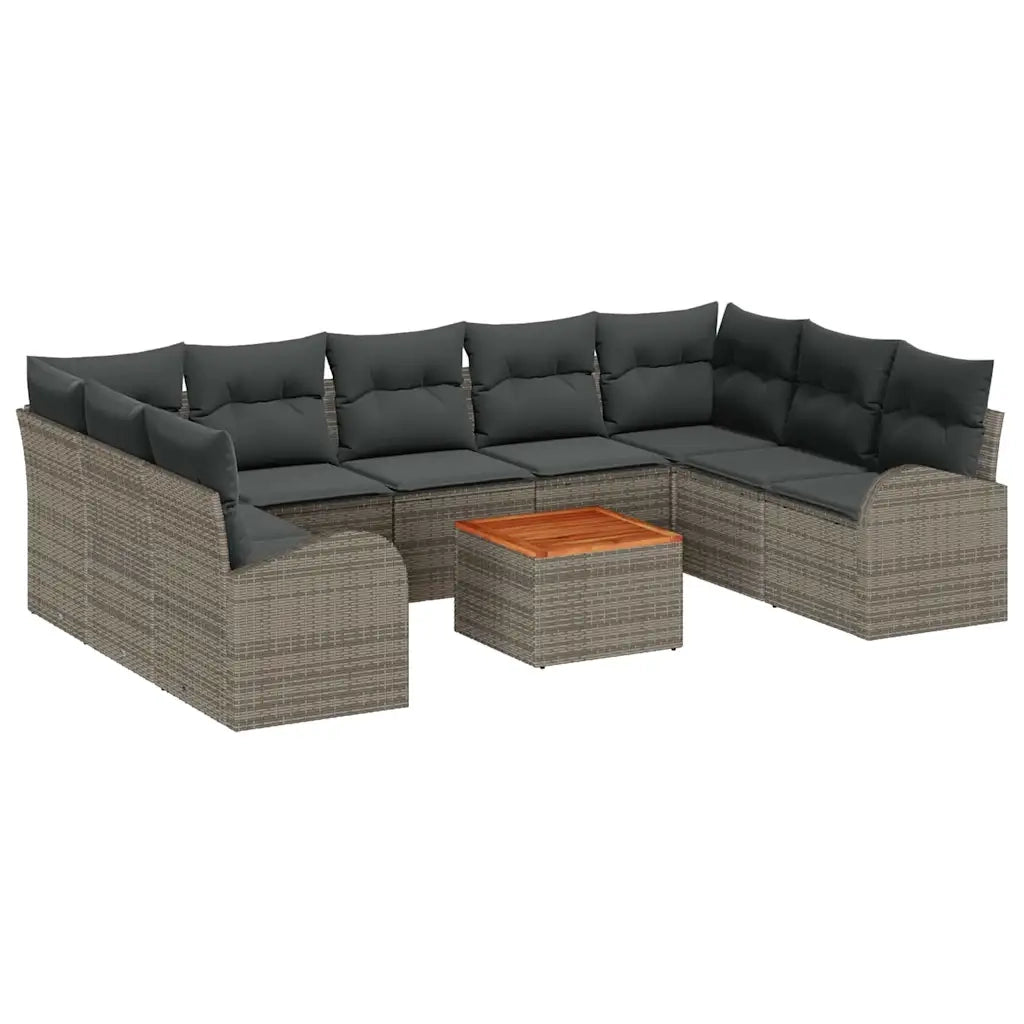Set Divano da Giardino 10 pcs Grigio polyrattan
