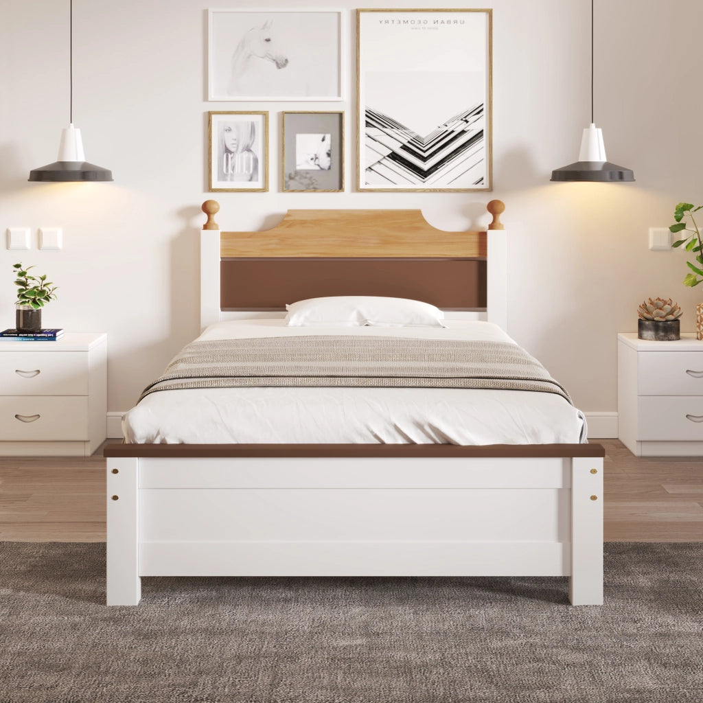 LETTO Singolo 90x200 cm Bianco in pino e MDF