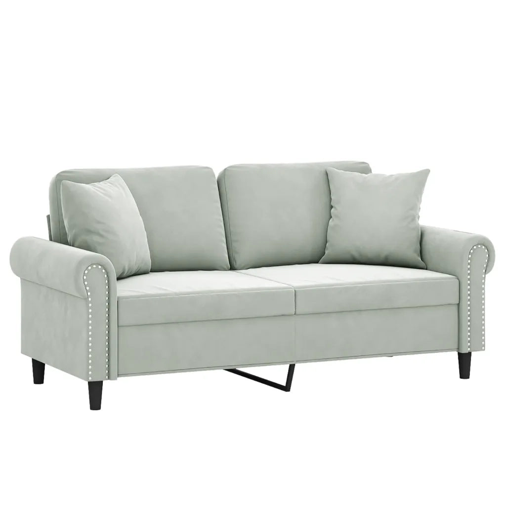 Divano a 2 Posti con Cuscini-Sofa 2 Posti con Cuscini Grigio Chiaro 140 cm in Velluto 286698
