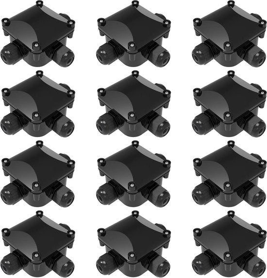 12 pezzi - cassa di distribuzione IP68 impermeabile - connettore di cavo - 3 vie - cassa di impianto nera