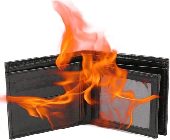 Portafoglio Magico di Fuoco con Clip per Banconote - Grande Fiamma - Portafoglio di Magia per Spettacoli di Strada e Podio.