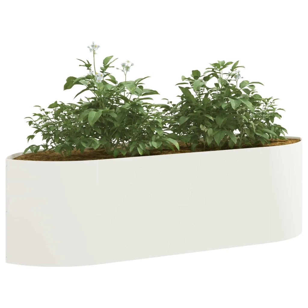 Letto rialzato da giardino Bianco 140 x 40 x 40 cm Acciaio 8011713