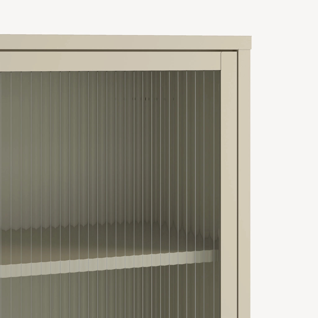 Armadio a Vetrata Säkylä con 4 Scomparti 150 x 50 x 35 cm in Acciaio - Color Cammello [en.casa]