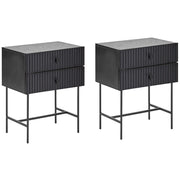 Set di 2 comodini in MDF nero, 2 cassetti, mobili contenitori moderni per camera da letto