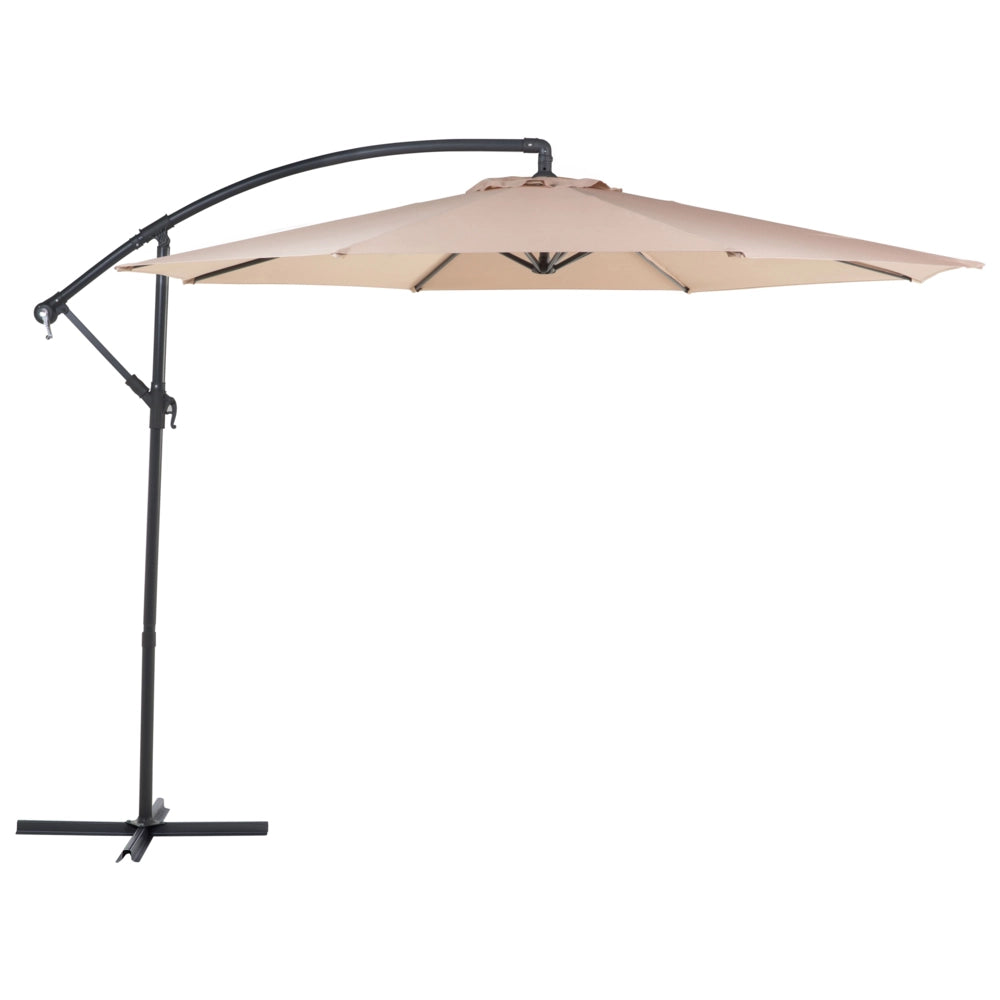 Ombrellone da giardino in tessuto beige sabbia acciaio 300 cm resistente agli agenti atmosferici