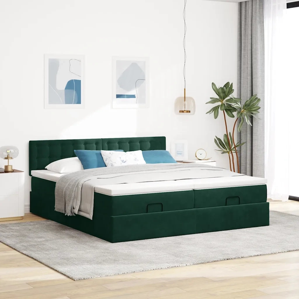 Struttura Letto Pouf con Materassi 160x200 cm Velluto 3312956