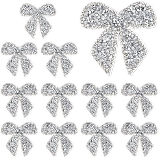 Pannelli di applicazione con strass 16 pezzi - Dimensioni: circa 55 x 57 mm - Decorazione per abbigliamento - Arte artigianale DIY