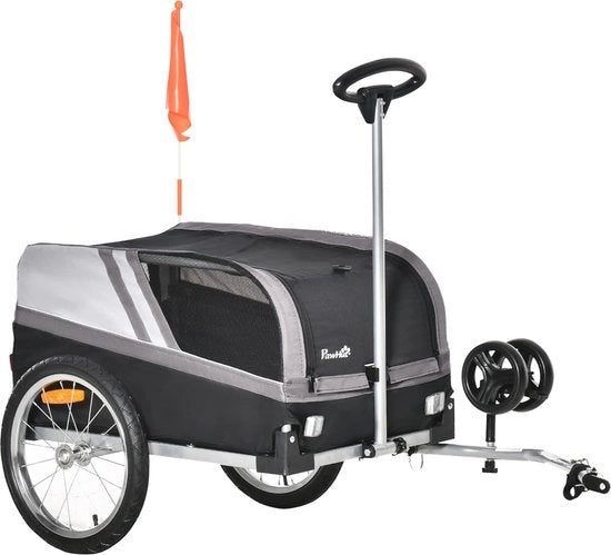 Portatile 2 in 1 per Animali da Casa - Carrello e Portaoggetti per Bicicletta - Respiro Naturale e Resistente alle Intemperie