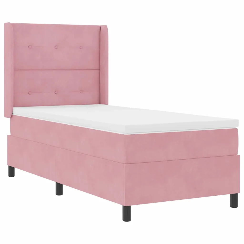 Letto a molle con materasso con led Rosa 100 x 200 cm Velluto