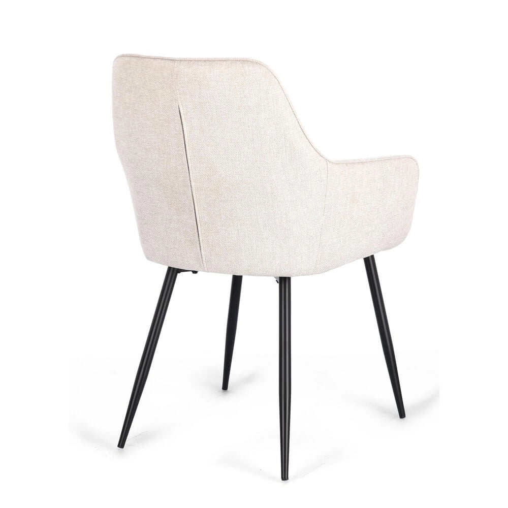 Set di 2 Sedie con Braccioli Imbottite in Tessuto Gambe in Acciaio - KYLE