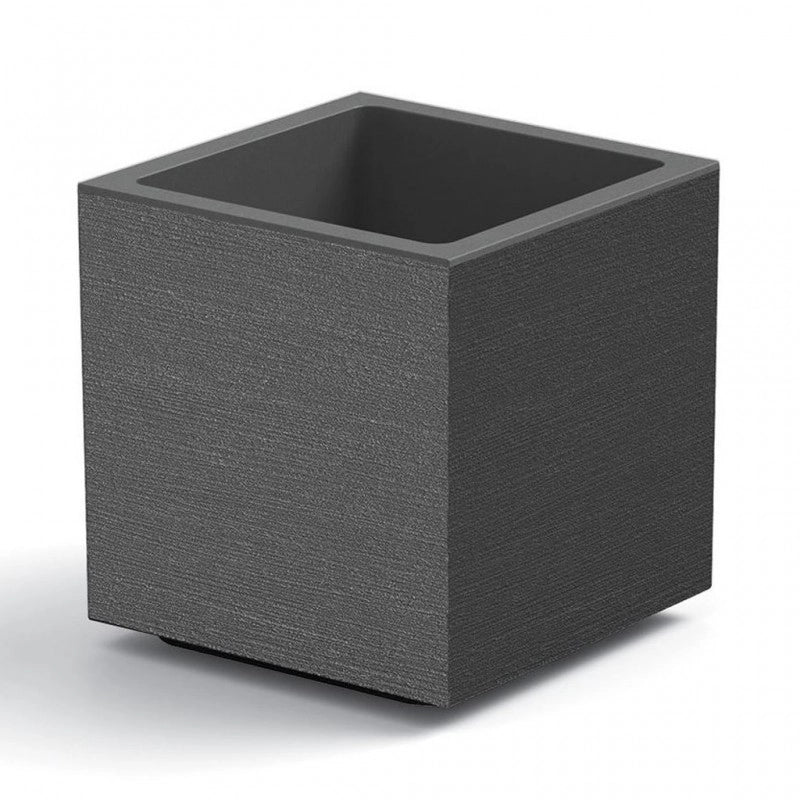 VASO FIORIERA QUADRATO CUBO MATHERIA IN PLASTICA CON RUOTE 50 CM MODERNO Colore: Antracite