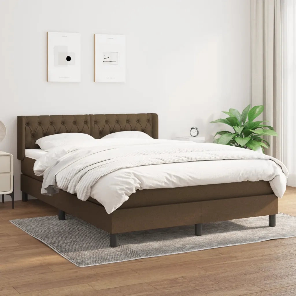 Giroletto a Molle con Materasso Marrone Scuro 140x200cm Tessuto 3129956
