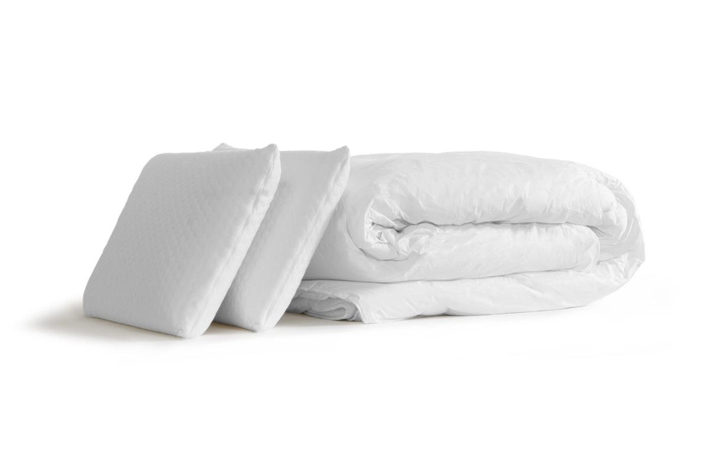 Pacchetto letto completo - Materasso 200x200cm + Box spring con doghe (kit) + 2 cuscini + Piumino - Actimemo Ergo