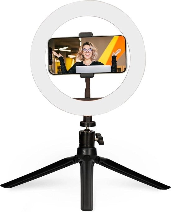 Lichtring per scrivania - LED-ringlicht regolabile - compatibile con smartphone - 3 temperature di colore - 10 livelli di luminosità - ringlicht per selfie - fotografia