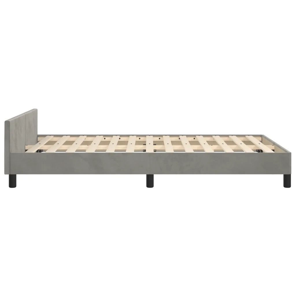 Letto matrimoniale | Letto per adulti | Giroletto senza Materasso Grigio Chiaro 120x200 cm Velluto