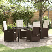 Set da Pranzo per Giardino con cuscino 5 pcs Marrone polyrattan