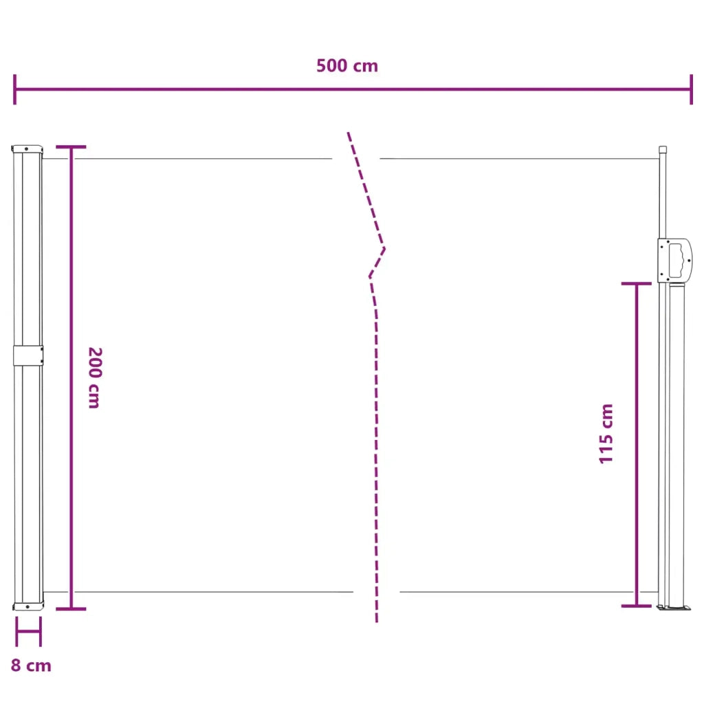 Tenda laterale retrattile-Tenda parasole per balcone Grigio 500 x 200 cm Poliestere