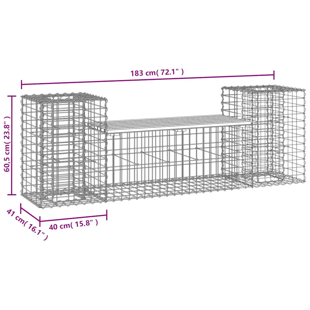 Panchina Giardino | Panca da Giardino Design Gabbione 183x41x60,5 cm Massello Douglas