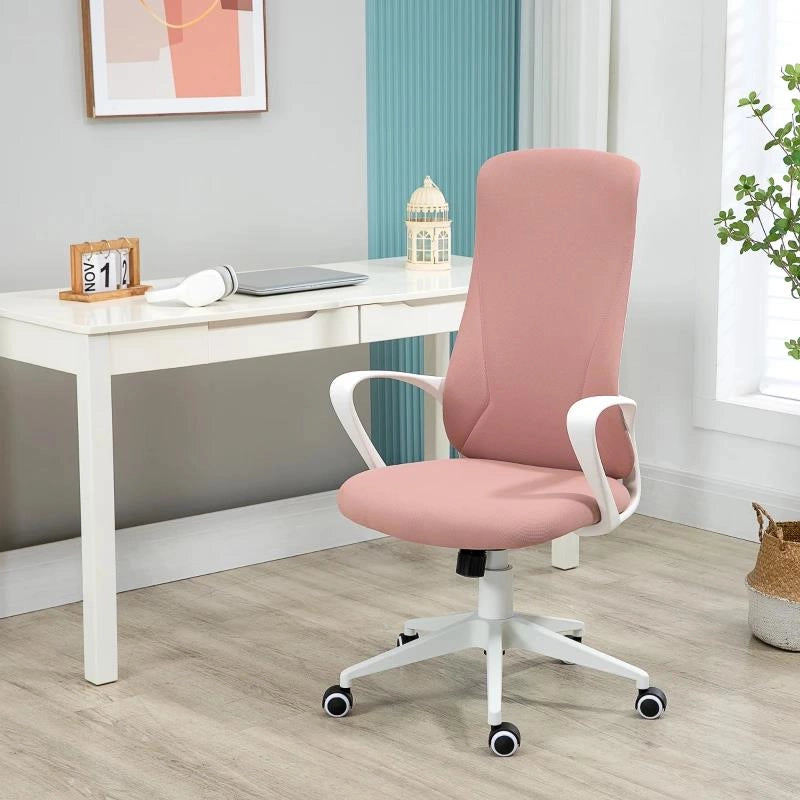 SEDIA DA UFFICIO ERGONOMICA E IMBOTTITA CON ALTEZZA REGOLABILE E DONDOLO, 62X56X110-119.5 CM, ROSA