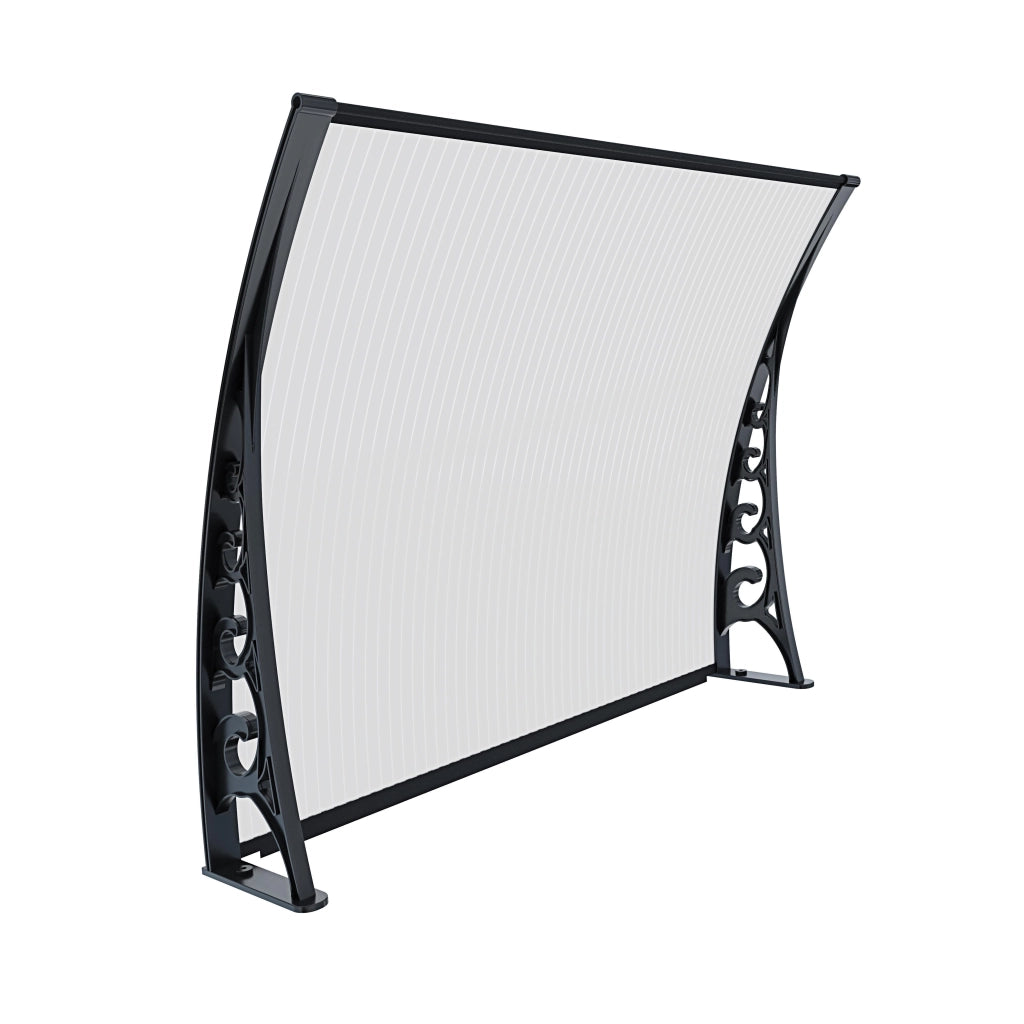 Pensilina Per Copertura In Policarbonato Alveolare Tettoia Modulabile Per Esterno Per Porte Balcone Finestre Elegante E Resistente, Trasparente (80 x 200 Cm)