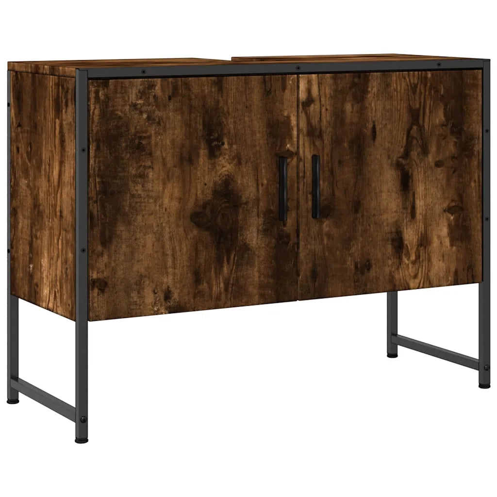 Mobile Lavabo Bagno-Armadietto da bagno Rovere Fumo 60x30x60 cm Legno Multistrato 714799