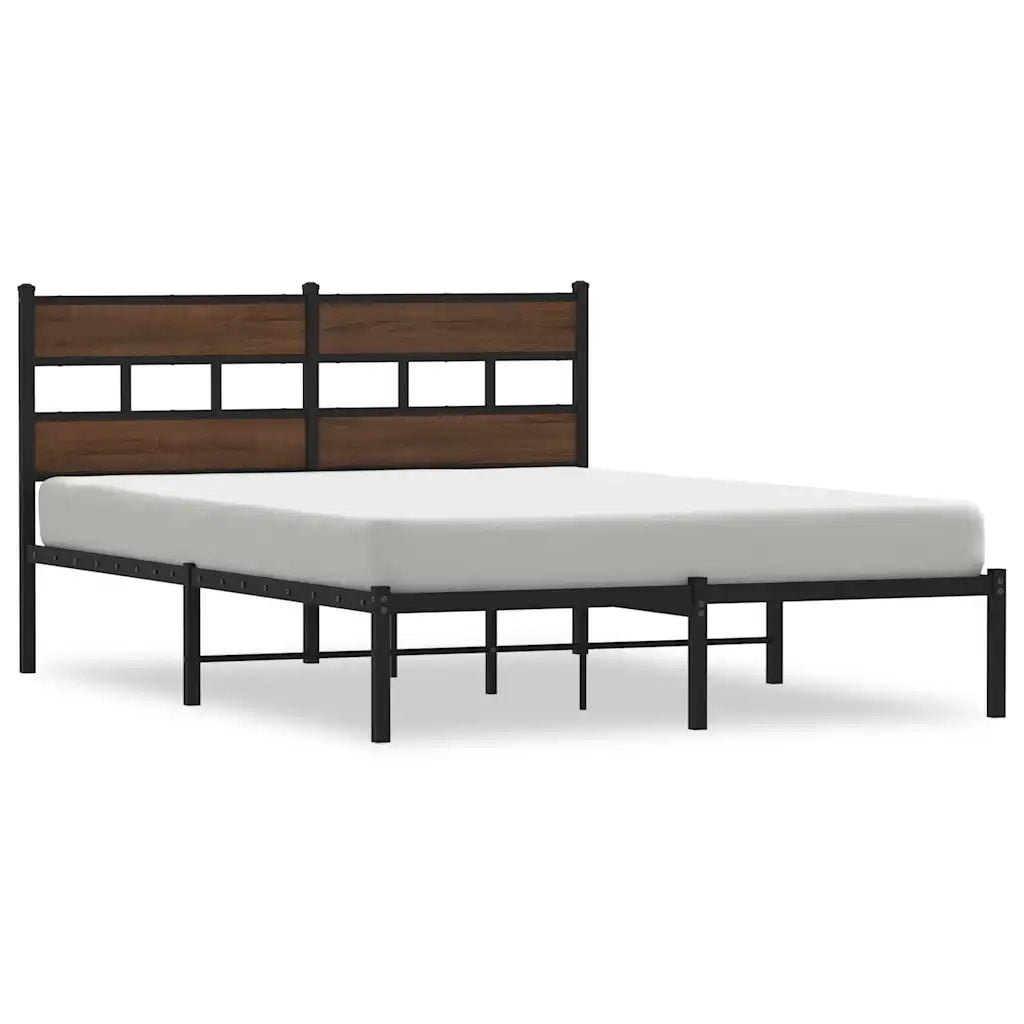 Giroletto senza Materasso con Testiera-Struttura Letto Rovere Marrone 140x200cm