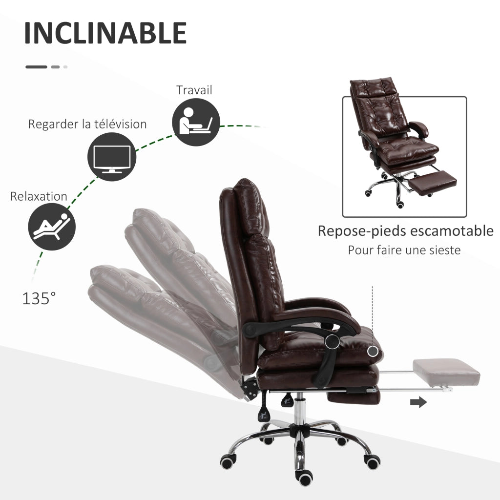 Sedia da ufficio ergonomica ¨C zephmum ¨C regolabile in altezza schienale inclinabile poggiapiedi retrattile marrone