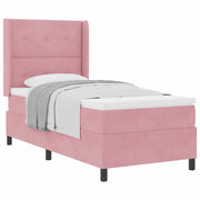 Letto a molle con materasso Rosa 90 x 190 cm Velluto 3341989