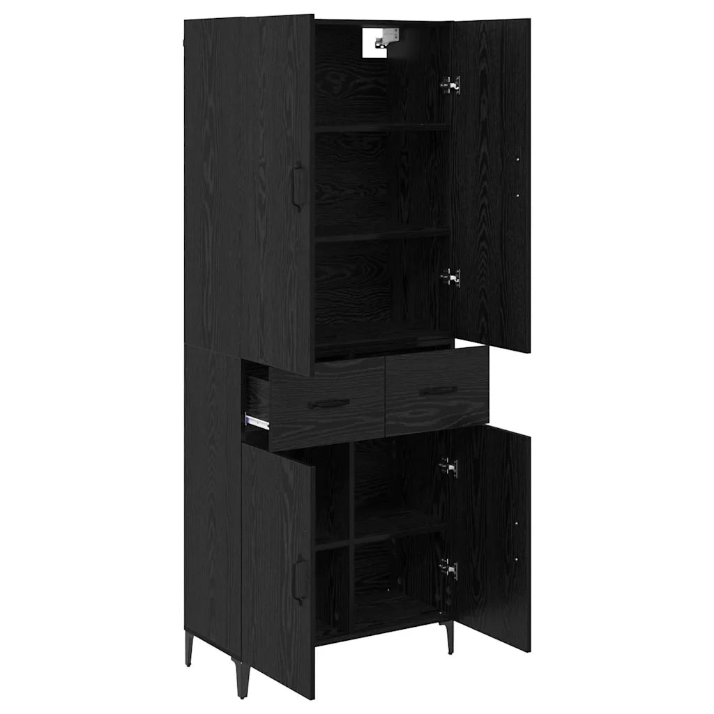 Credenza-Buffet-Armadio da cucina Rovere Nero 69,5 x 34 x 180 cm Legno multistrato 614695