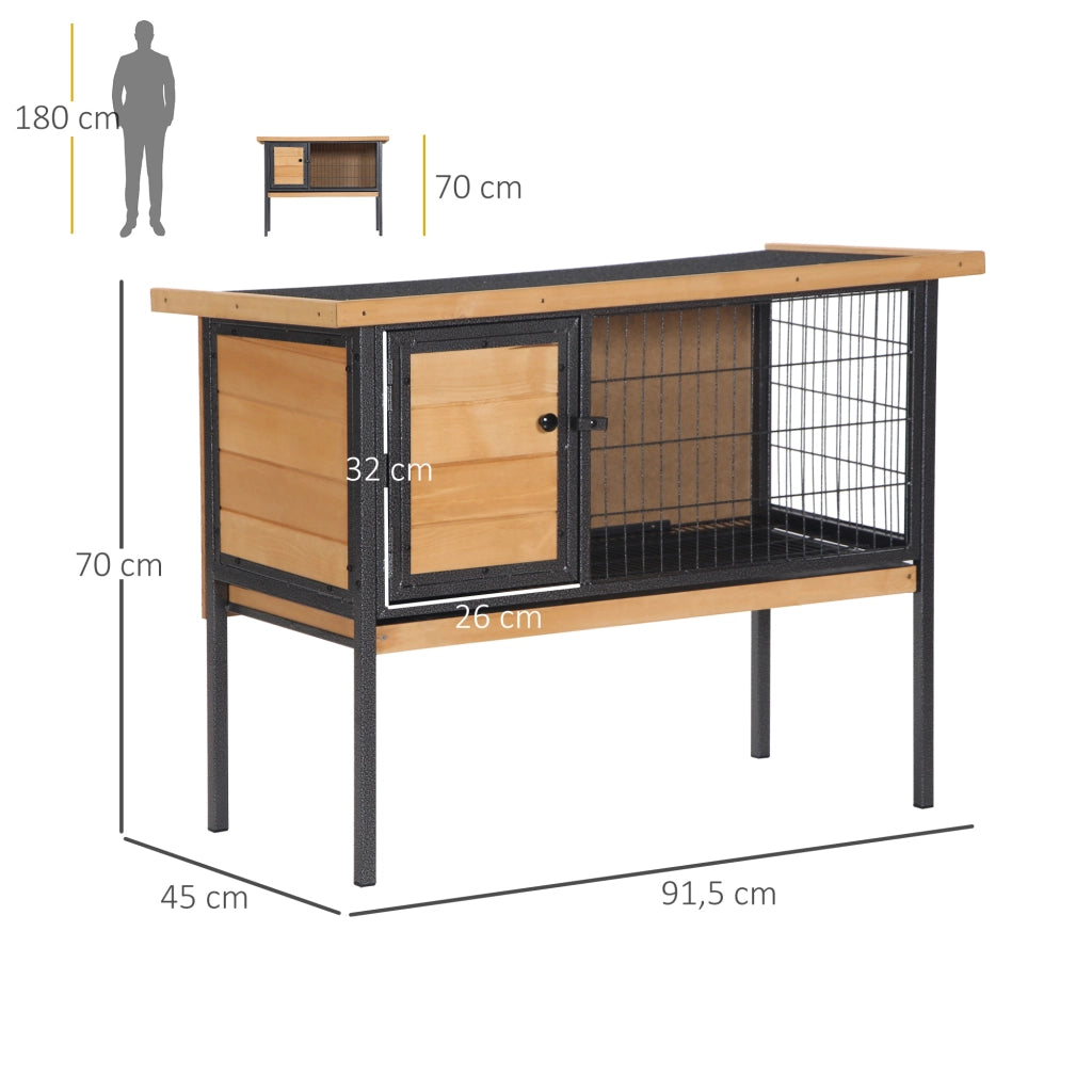 Gabbia per conigli in legno con piedini - Xylo - 91,5x45x70 cm tetto apribile