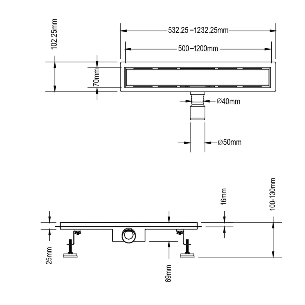 Canalina di scarico doccia in acciaio inox 60 cm x 7 mod. Fill