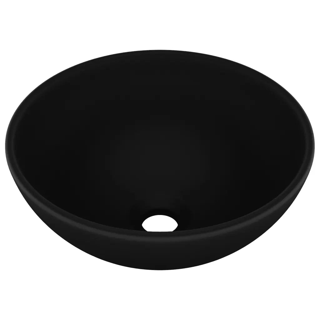 Lavandino Lusso Rotondo Nero Opaco 32,5x14 cm in Ceramica 146975
