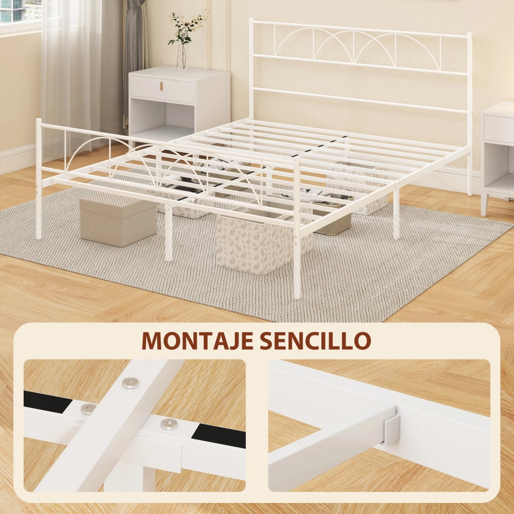 Letto Contenitore Matrimoniale con Testiera ¨C Zephmum ¨C 160x200 cm in Acciaio