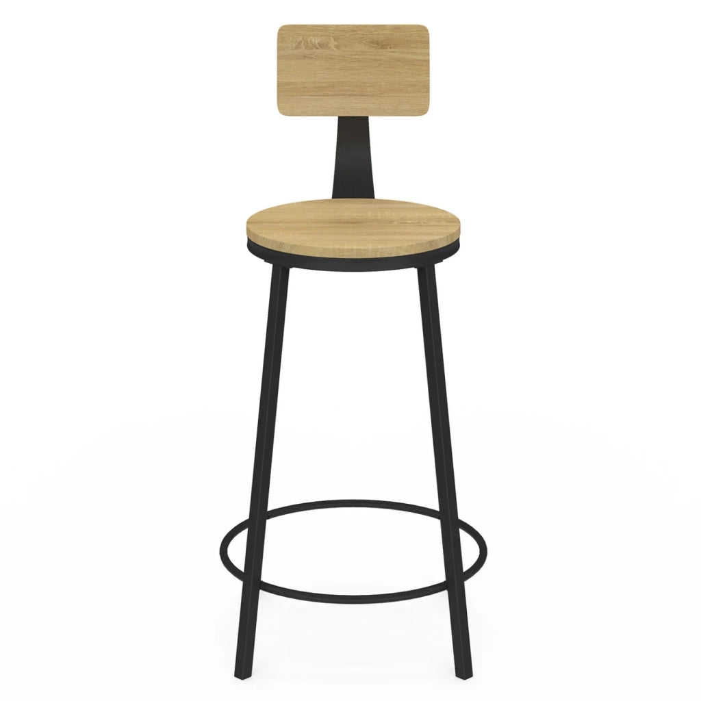 IDMarket - Set di 4 sgabelli da bar DETROIT, seduta rotonda con schienale dal design industriale