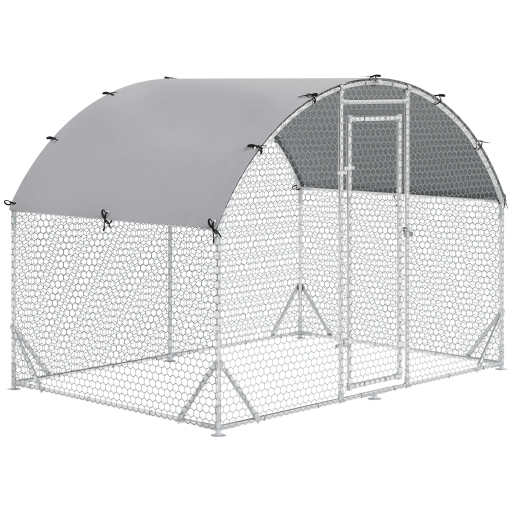 Recinto per Galline in Metallo Galvanizzato con Tetto ¨C Minimal ¨C Argento 280x190x197 cm