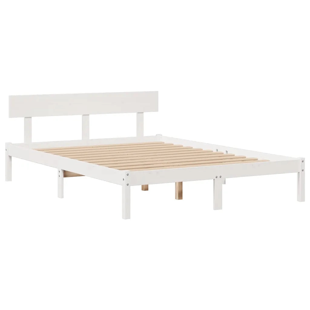Letto Libreria senza Materasso Bianco 150x200 cm Legno di Pino 3321837