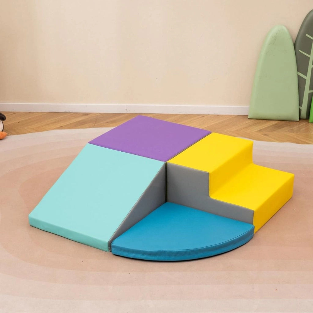 Set di blocchi in schiuma con velcro per arrampicarsi e gattonare per bambini, Set di blocchi morbidi per lo sviluppo dei bambini Blu