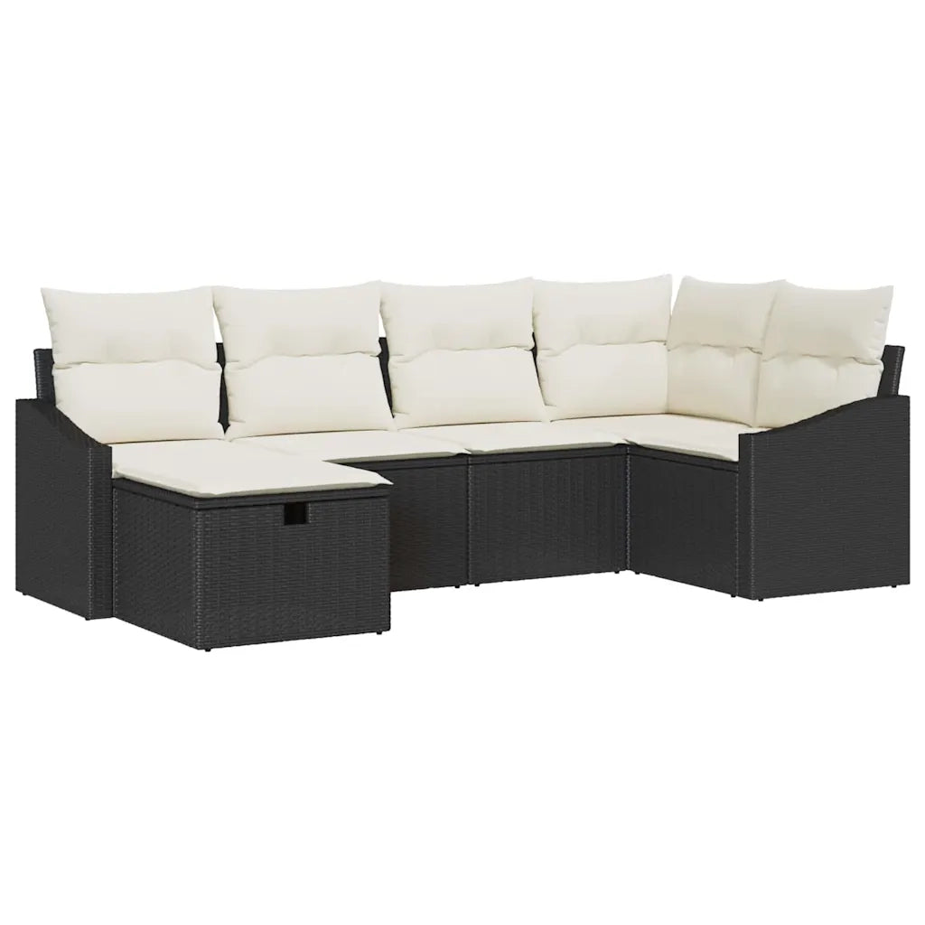 Set di divani con cuscino 6 pcs Nero e Crema polyrattan 3359276