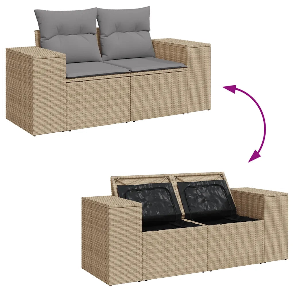 Set Divano da Giardino 6 pz con Cuscini Beige in Polyrattan 3325867