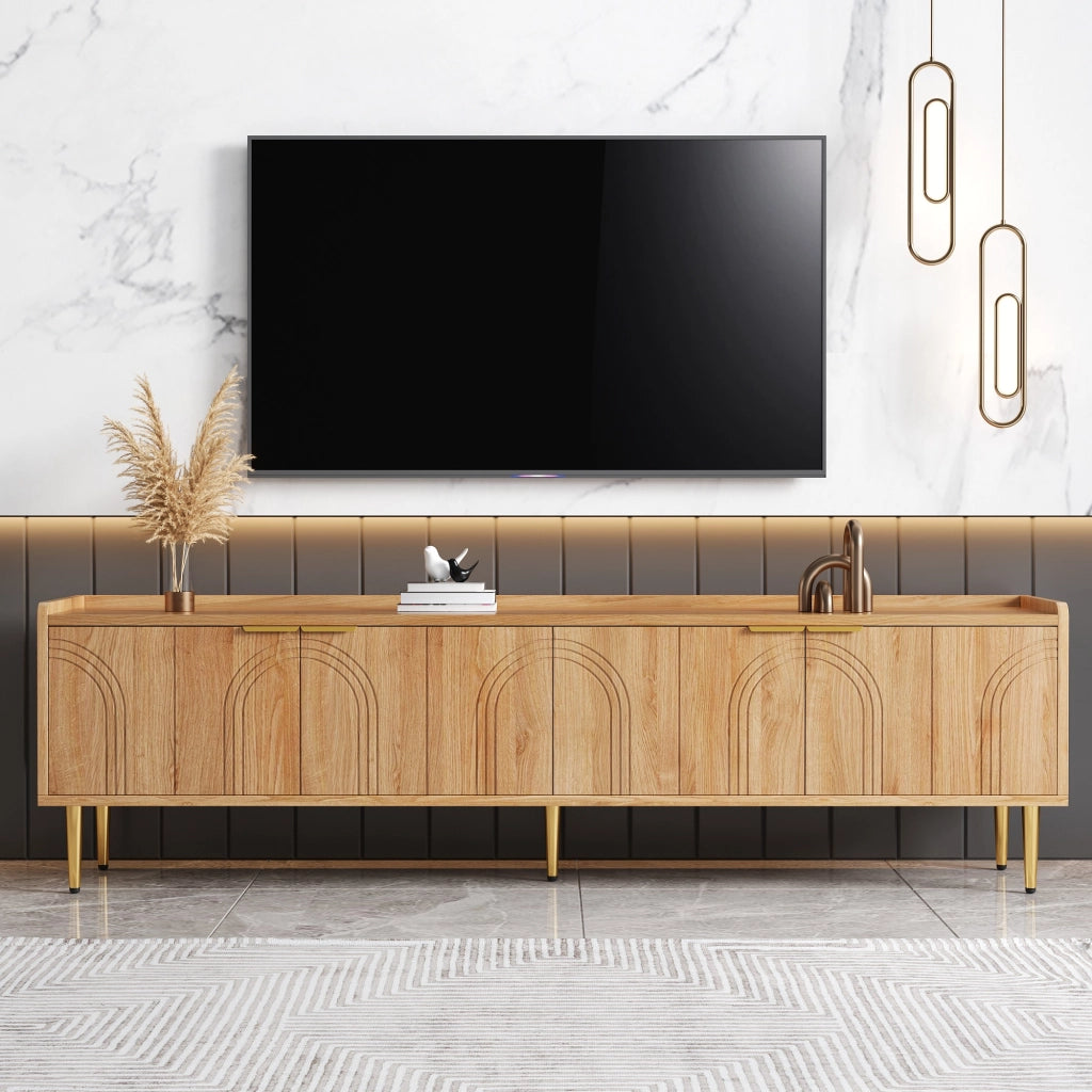 Cassettiera TV in MDF naturale; lunghezza 170 cm