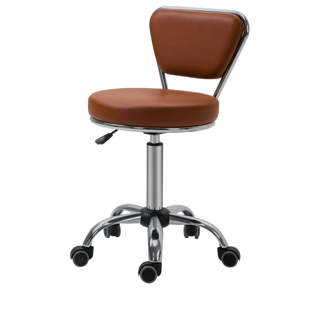 Sgabello da Massaggio Vintage ¨C zephmum ¨C Marrone, Metallo Cromato, 49-64 cm