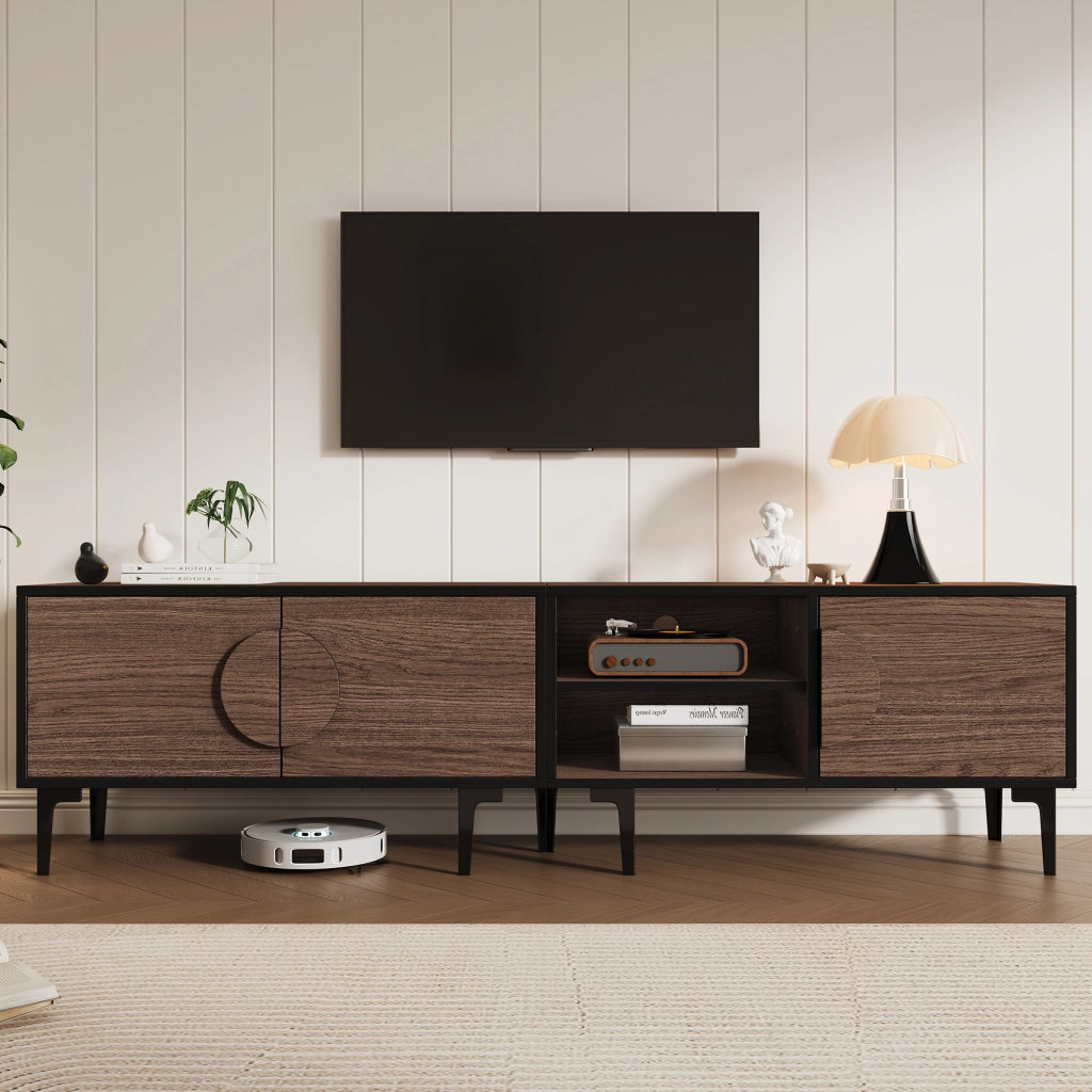 Mobile TV con 3 ante e 2 vani aperti - per soggiorno - 180 x 35 x 49 cm - noce scuro