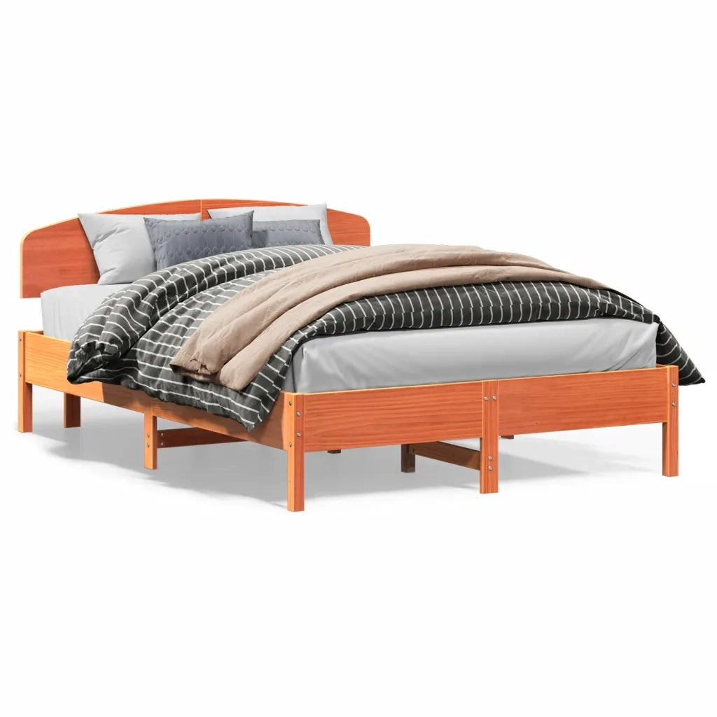 Giroletto senza Materasso-Struttura Letto Marrone Cera 150x200 cm Legno di Pino 385163