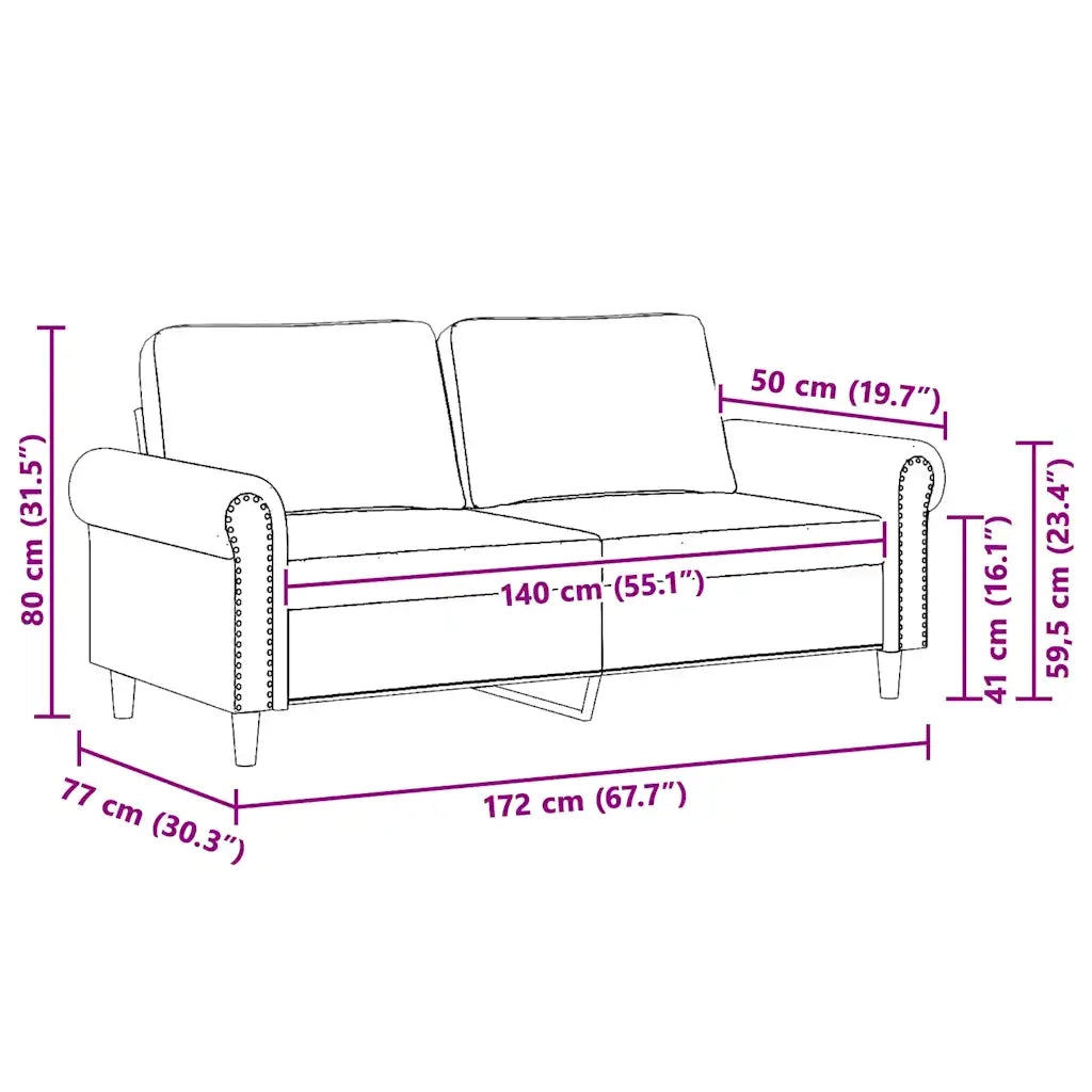 Divano a 2 Posti-Sofa 2 Posti crema 140 cm in Velluto 958274