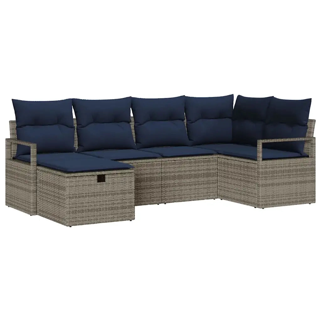 Set di divani con cuscino Grigio e Blu Navy polyrattan 3359184
