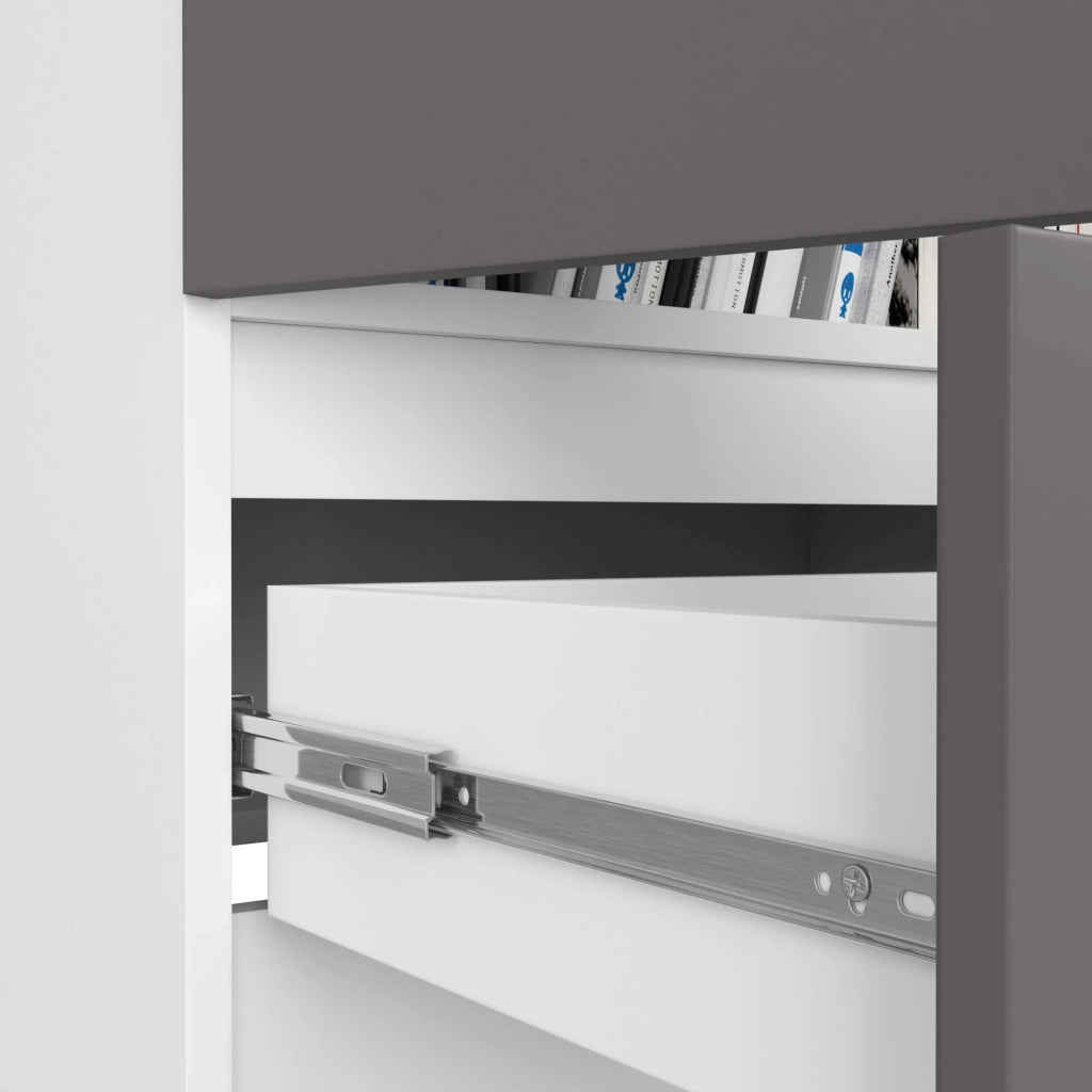 Armadio da ufficio AKORD R60 Bianca 60 cm 2 ante 1 cassetto inserto frontale Grigio Grafite 60x35x180 cm