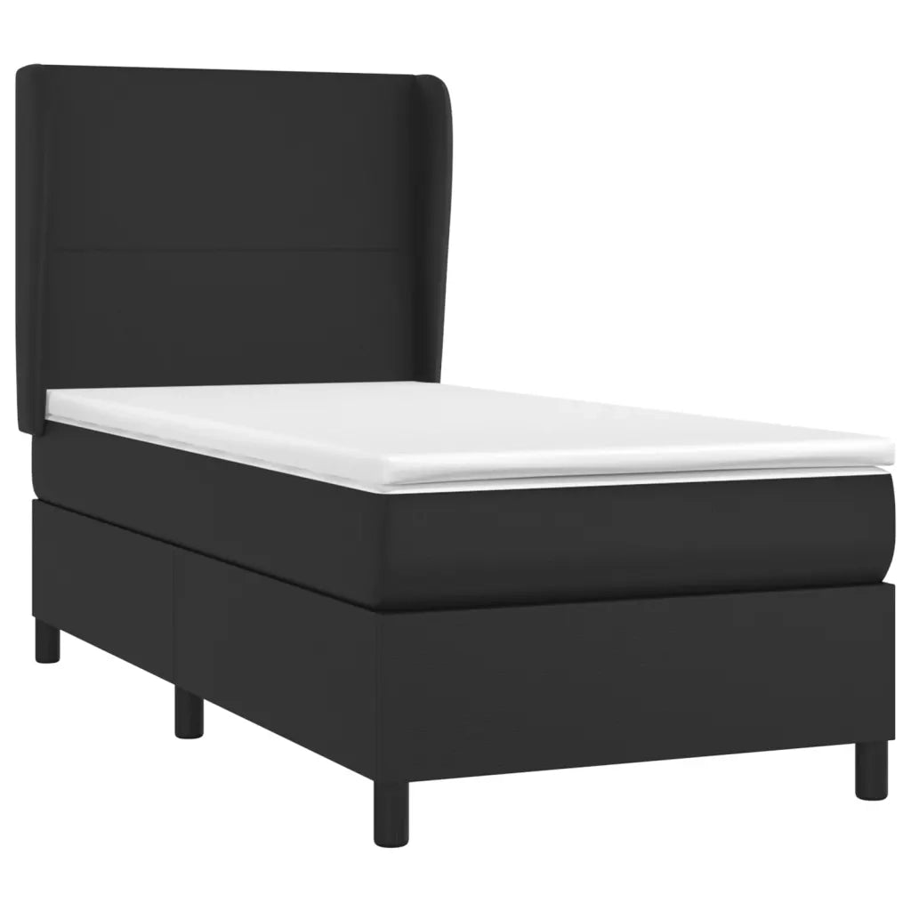 Giroletto a Molle con Materasso-Struttura Letto Nero 80x200 cm in Similpelle 917247